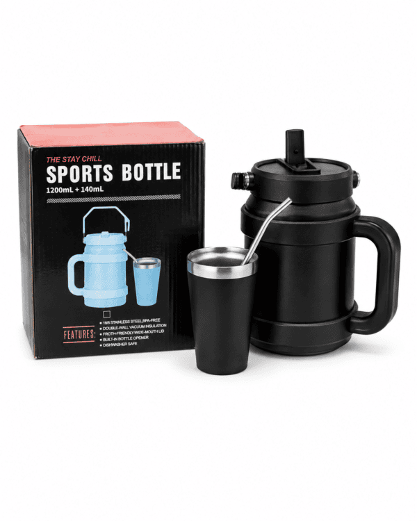 Sports Bottle térmica con capacidad de 1200 ml + vaso de 140 ml