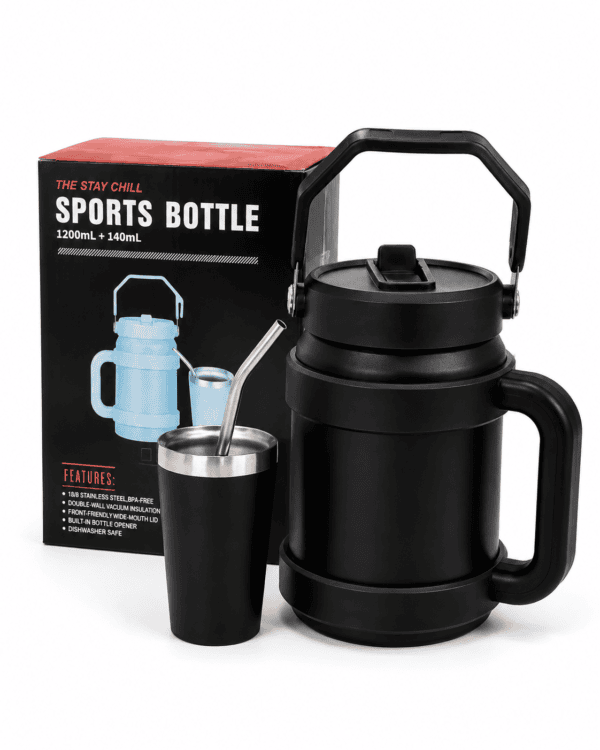 Sports Bottle térmica con capacidad de 1200 ml + vaso de 140 ml