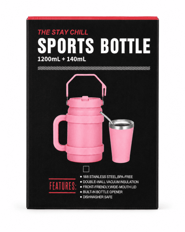 Sports Bottle térmica con capacidad de 1200 ml + vaso de 140 ml